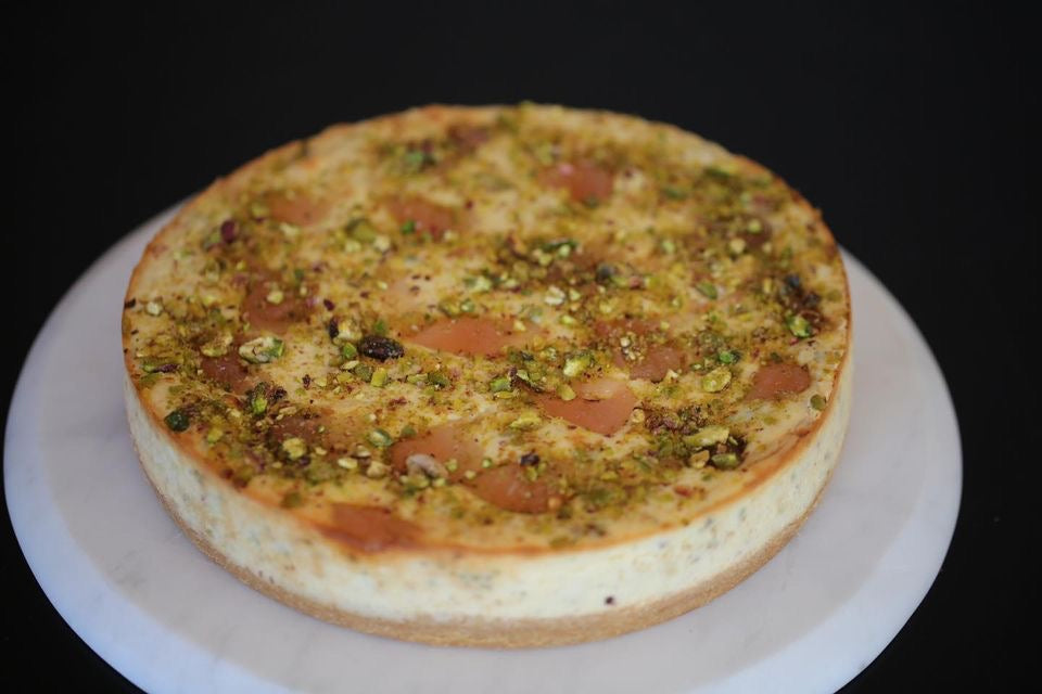 a whole Turkish delight and pistachio cheesecake